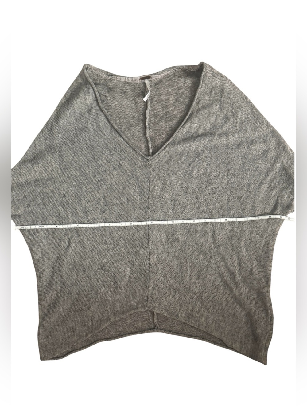 Free People Sadie Dolman Gray Deep V-Neck Wool Lightweight Knit Sweater - Picture 7 of 9